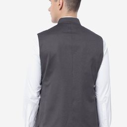 JADE BLUE Checked Regular Fit Nehru Jacket image 4