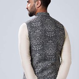 KISAH Printed Mandarin Collar Nehru Jacket image 3