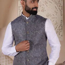 Lightpole Woven Designed Ethnic Nehru Jacket image 4