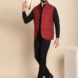 even Woven Design Nehru Jacket image 3