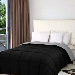 RF RELAXFEEL Black & Grey Geometric Microfiber Heavy Winter 233 GSM Single Bed Comforter-image-89