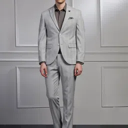 Blackberrys Men Checked Slim-Fit Single-Breasted Two-Piece Formal Suit-image-81