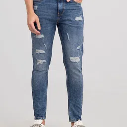 Snitch Men Skinny Fit Highly Distressed Heavy Fade Cotton Jeans-picture-43