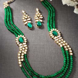 Peora Gold-Plated Kundan Multi Layered Necklace & Earrings Jewellery Set-9