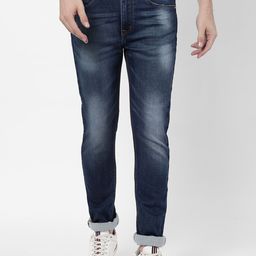 AD By Arvind Men Blue Cotton Slim Fit Low Distress Heavy Fade Jeans-picture-9