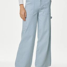 Marks & Spencer Women Wide Leg Striped High-Rise Clean Look Jeans-image-72