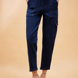 SASSAFRAS BASICS Women Carrot Mom Fit Low Distress Cotton Jeans-image-11