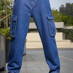 HERE&NOW Men Loose Relaxed Fit Clean Look Denim Cargo-picture-31