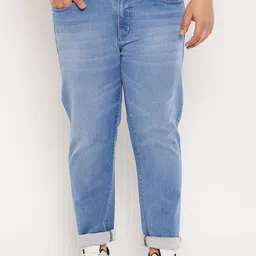 bigbanana Plus Size Men Mid-Rise Light Fade Stretchable Cotton Jeans-64