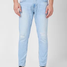 SPYKAR Men Slim Fit Mid-Rise Slash Knee Cotton Jeans-picture-1