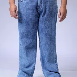 HARDSODA Men Plus Size Light Fade Cotton Baggy Jeans-image-46