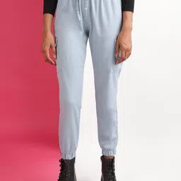Freehand by The Indian Garage Co Women Blue Clean Look Mid Rise Cropped Jogger-image-37