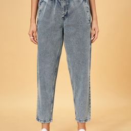 People Women Clean Look Heavy Fade Cotton Jeans-image-57
