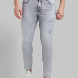 Parx Men Grey Skinny Fit Mildly Distressed Heavy Fade Ripped Cropped Jeans-image-25