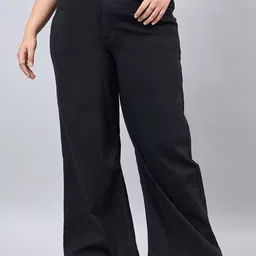 Style Quotient Women Plus Size Black Wide Leg High Rise Stretchable Jeans-47