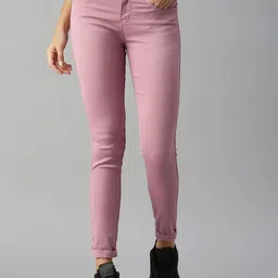 SHOWOFF Women Mauve Slim Fit High-Rise Stretchable Jeans-42