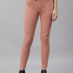 Xpose Women Peach-Coloured Slim Fit High-Rise Stretchable Jeans-image-73