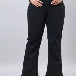 Style Quotient Women Plus Size Black Boot Cut High Rise Stretchable Jeans-picture-13