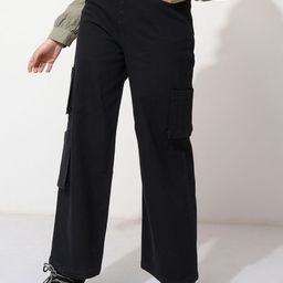 Tokyo Talkies Women Wide Leg Stretchable Cargo Jeans-image-57