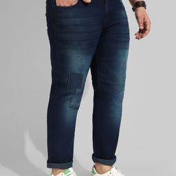 Instafab Plus Men Plus Size Mid-Rise Washed Heavy Fade Stretchable Jeans-95