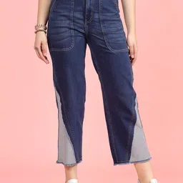 plusS Women Blue High-Rise Clean Look Frayed Hem Cotton Jeans-39