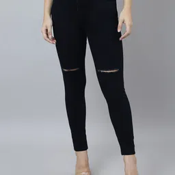BAESD Women Skinny Fit High-Rise Slash Knee Stretchable Jeans-picture-13