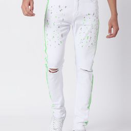 WAIMEA Men White Skinny Fit Slash Knee Stretchable Jeans-image-13