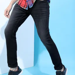 HIGHLANDER Men Black Slim Fit Mid-Rise Clean Look Stretchable Jeans-image-58