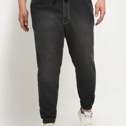 plusS Men Plus Size Comfort Mid-Rise Stretchable Light Fade Cotton Joggers-picture-15