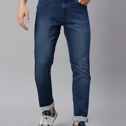 HJ HASASI Men Blue Mildly Distressed Light Fade Stretchable Jeans-image-15