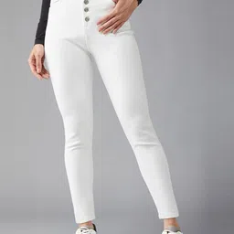 DOLCE CRUDO Women Skinny Fit High-Rise Light Fade Stretchable Jeans-picture-13