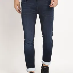 Turtle Men Mid-Rise Narrow Tapered Fit Clean Look Light Fade Stretchable Jeans-image-92
