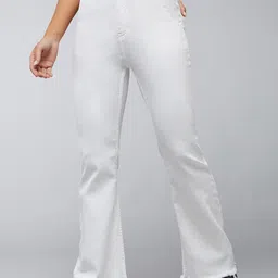 DOLCE CRUDO Women White Wide Leg High-Rise Clean Look Stretchable Jeans-image-26