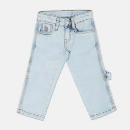U.S. Polo Assn. Kids Boys Regular Fit Heavy Fade Stretchable Pure Cotton Jeans-image-97