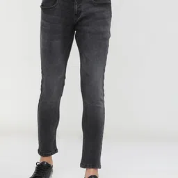 HIGHLANDER Men Charcoal Tapered Fit Heavy Fade Stretchable Jeans-picture-12