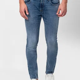 SPYKAR Men Blue Tapered Fit Heavy Fade Stretchable Cotton Jeans-picture-35