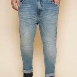 John Pride Men Mildly Distressed Heavy Fade Whiskers Stretchable Jeans-32