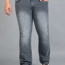 Urbano Plus Men Bootcut Heavy Fade Clean Look Stretchable Jeans-picture-8