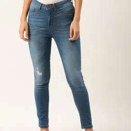 Flying Machine Women Blue Betty Fit High-Rise Mildly Distress Light Fade Stretchable Jeans-picture-18