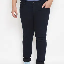Instafab Plus Size Men Navy Blue Mid-Rise Clean Look Jeans-picture-23