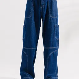 FREAKINS Men Straight Fit Clean Look High-Rise Pure Cotton Cargo Jeans-image-37