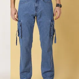 Thomas Scott Men Comfort Relaxed Fit Clean Look Pure Cotton Cargo Jeans-image-99