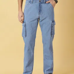 Thomas Scott Men Comfort Relaxed Fit Clean Look Pure Cotton Cargo Jeans-image-44