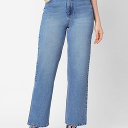 TARAMA Women Blue Straight Fit High-Rise Light Fade Jeans-picture-19