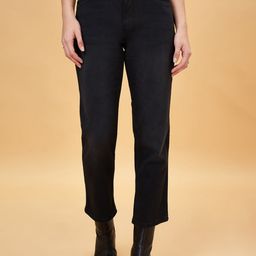 SF JEANS by Pantaloons Women Straight Fit High-Rise Clean Look Light Fade Cropped Jeans-picture-27
