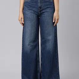 Go Colors Women High-Rise Light Fade Cotton Wide Jeans-image-26