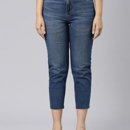 Go Colors Women Straight Fit Light Fade Cotton Cropped Jeans-image-93