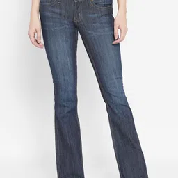 I Love She Women Navy Blue Bootcut Light Fade Stretchable Jeans-image-62