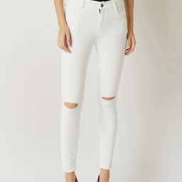 Miss Chase Women White Skinny Fit Mid-Rise Slash Knee Jeans-picture-10