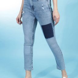 Freehand by The Indian Garage Co Women Straight Fit Mildly Distressed Cotton Jeans-picture-37